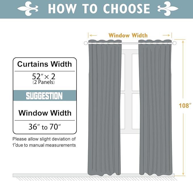 ChrisDowa Room Darkening Curtains 108 Inches Long 2 Panels Set - Image 5