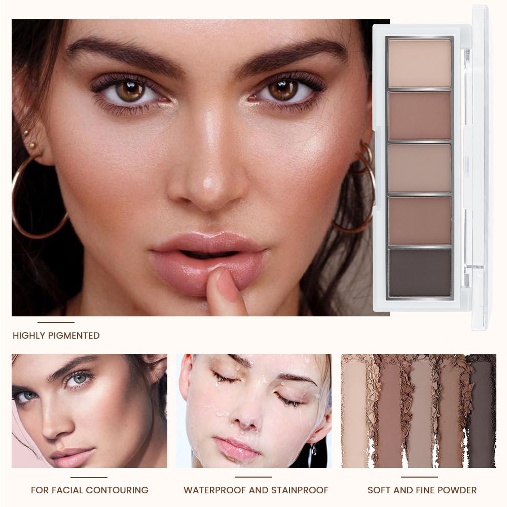 AMY'S DIARY Neutral Nude Brown Eyeshadow Palette Makeup, 5 Colors Cool-Toned Velvety Matte Finish, Nude Taupe Eye Shadows, for Brown Eyes Long Lasting Naturing-Looking (04#)