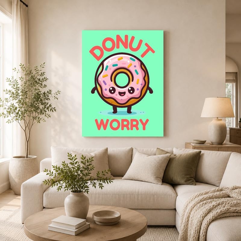 InkFlow Posters Donut Worry Canvas Poster - Image 3