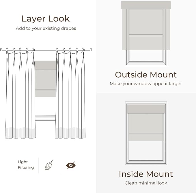 TWOPAGES Woven Bamboo Cordless Roman Shades, Custom No Drill or Motorized Blinds - Image 8
