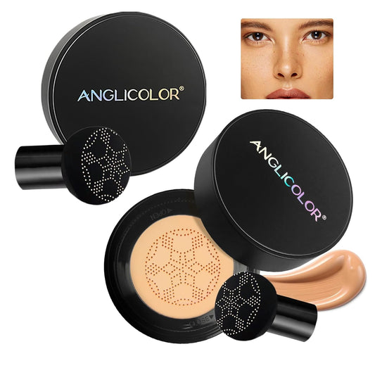 Mushroom Head Air Cushion CC Cream Strong Concealer 2PC,Face Makeup Cushion Foundation Long Lasting,Moisturizing BB Cream Makeup Base Primer Even Skin Tone for All Skin Types (2PC 04, 200g)