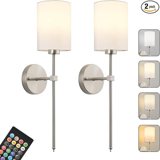 Battery Operated Wall Sconces Set of Two, Wireless Rechargeable Wall Light by KARTOOSH