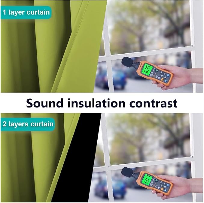 NICETOWN 100% Blackout Window Curtain Panels, Fresh Green, 2 Pieces, Cold and - Image 4