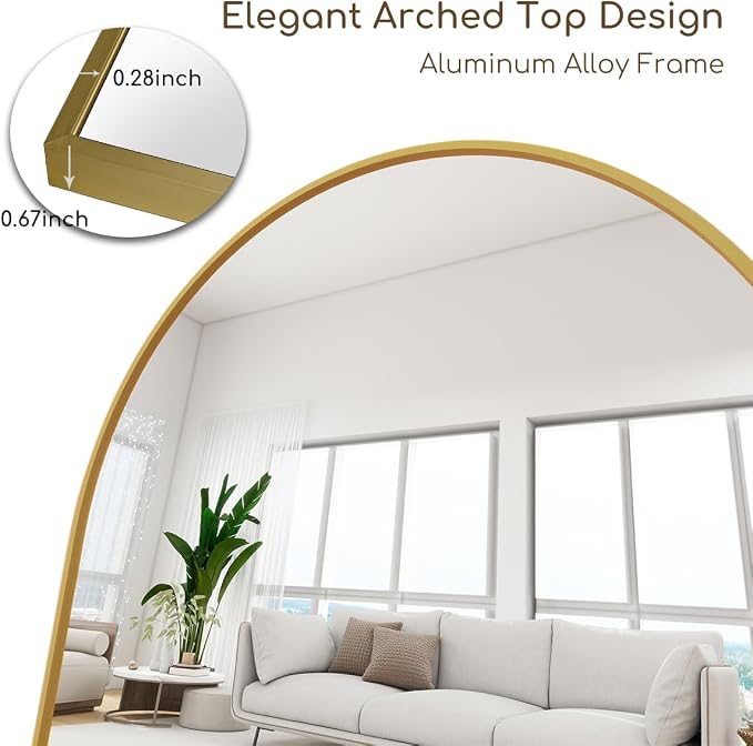 Prywot Arched Full Length Mirror, Modern Full Body Mirrors - Image 7
