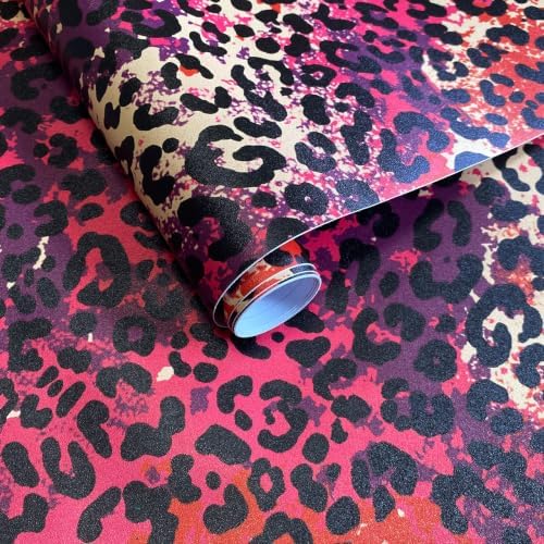 JiffDiff Hot Pink Leopard Print Peel and Stick Wallpaper, 17.3" x 120" by wallpaper