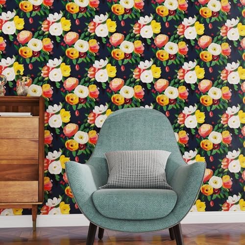 17.7" x 118" Boho Floral Peel and Stick Wallpaper Vintage Flower Contact Paper - Image 4