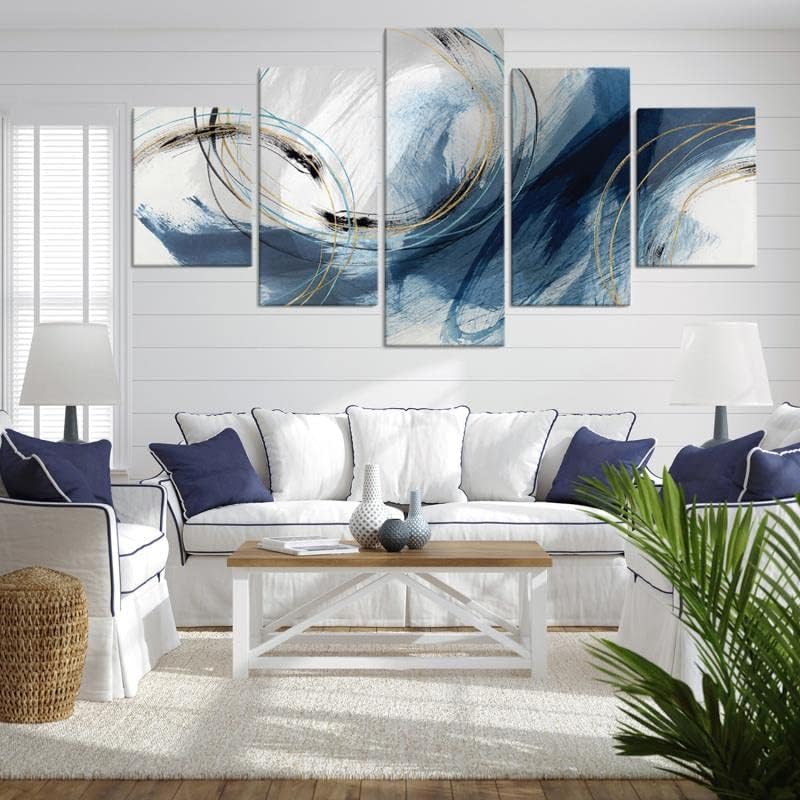 Fu-Keivy Blue Grey Abstract Canvas Wall Art Decor Fantasy Modern Artwork - Image 4