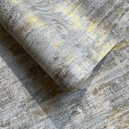Metallic Textured Wallpaper Distressed Concrete Wallpaper 17.3in x 39.4ft - Image 3