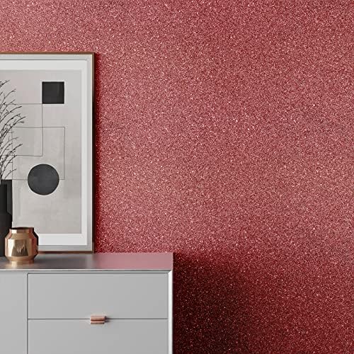 VEELIKE Rose Gold Glitter Wallpaper 15.7''x118'' Sparkle Pink Peel and Stick - Image 2