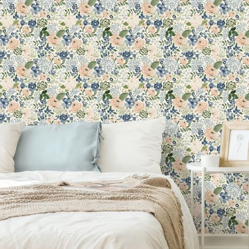 Wudnaye Blue Floral Peel and Stick Wallpaper - Image 3