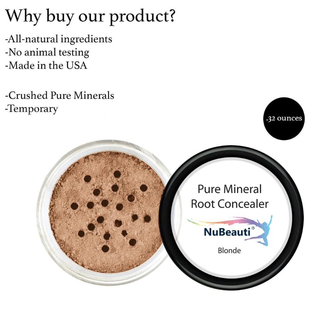 Root Touch Up Powder - 11 True-to-Nature Shades - Zero Fragrance, Talc or Parabens - Hairline Concealer by NuBeauti (Without Brush, Blonde)