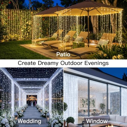 suddus Curtain Lights Outdoor, 450 LED Curtain Lights - Image 5