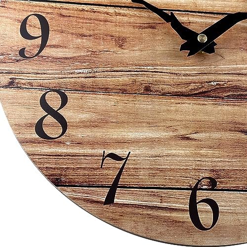 Plumeet Small Wall Clock, Rustic Country Village Walnut Clocks Decorative - Image 4