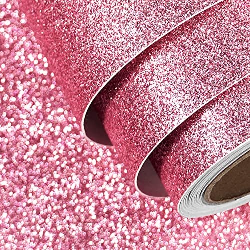 FunStick Glitter Pink Contact Paper 15.8"x240" Glitter Peel and Stick Wallpaper by FunStick