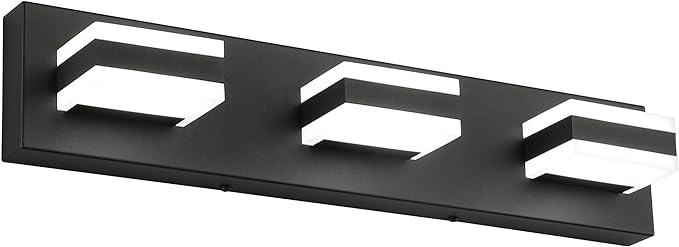 SOLFART Black Bathroom Vanity Light Fixtures Over Mirror LED Dimmable 3 Lights by SOLFART