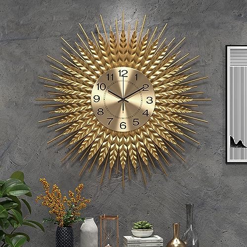 28 Inch Gold Large Wall Clock Decorative Metal Mid Century Wall Clocks by DAYDAYART