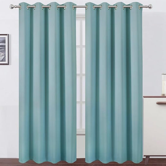 LEMOMO Blackout Curtains 52 x 90 inches Long Stone Blue Curtains Set of 2 by Lemomo