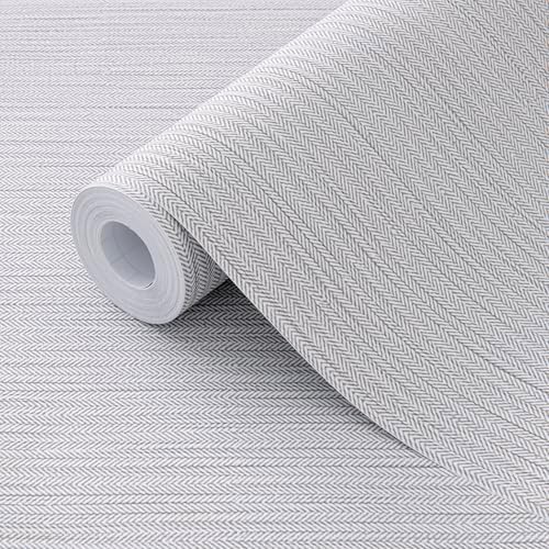Grey Faux Grasscloth Self-Adhesive Wallpaper 15.7"x393" - Image 2