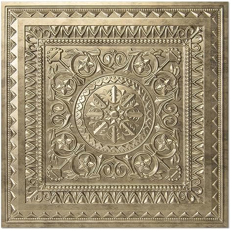 Art3d 12-Pack PVC Drop Ceiling Tiles, 2 x 2 ft, Antique Gold by Art3d