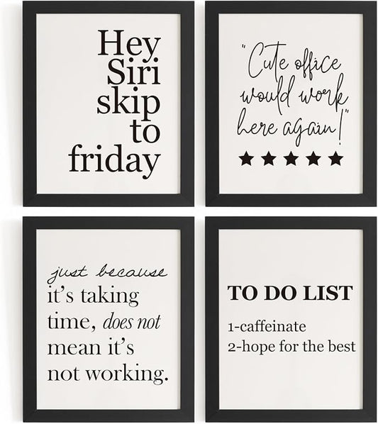 DSHFG Funny Motivational Office Wall Art Decor Prints Set of 4, 8x10 Unframed by Unknown