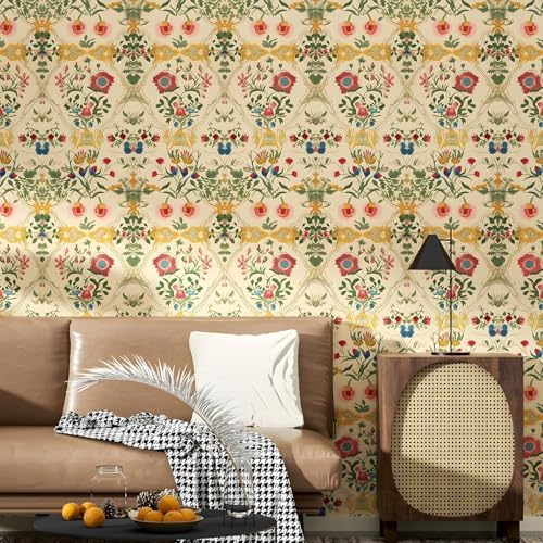 ILHIIOR Yellow Floral Peel and Stick Wallpaper Boho 17.5 x 393 Inches - Image 5