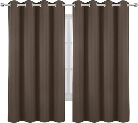 LEMOMO Chocolate Brown Blackout Curtains 66 x 63 Inch Length/Set of 2 Curtain by Lemomo
