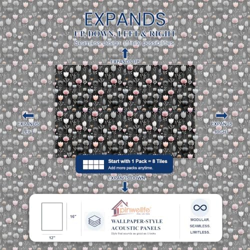 PINWELIFE® Acoustic Art Tiles – 8-Pack 12"x16" Sound Absorbing Panels, Seamless - Image 5