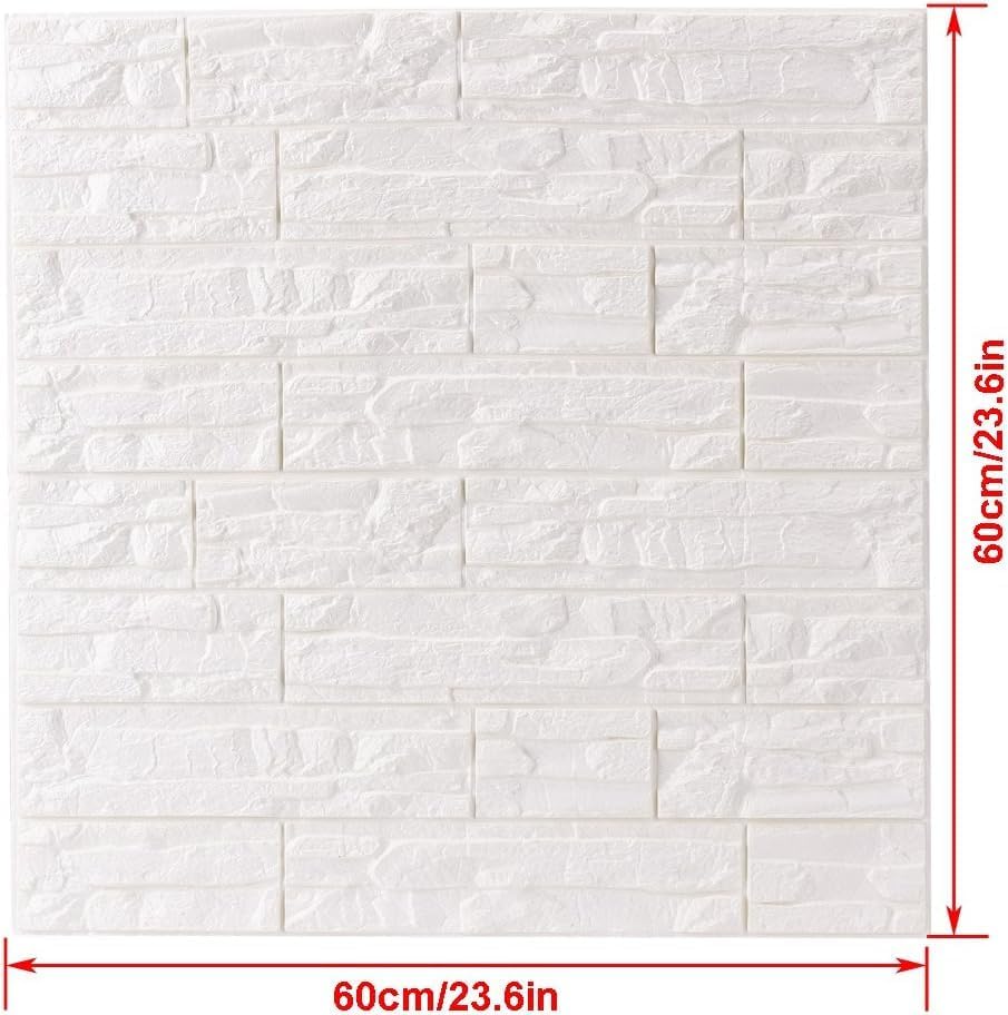 24Pcs 3D Faux Stone Wall Panels Self-Adhesive Foam Wallpaper White - Image 2