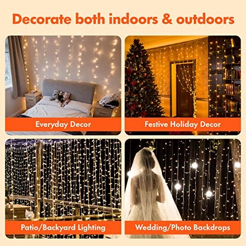 Twinkle Star 300 LED Curtain String Lights, Warm White - Image 5