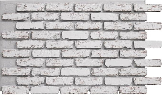 EverStone Aged Brick Faux Brick Panel, 46 7/8"W x 27"H x 1 1/4"D, Rustic White by EkenaMillwork