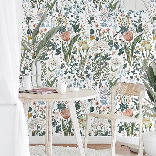 Toduso Peel and Stick Wallpaper Vintage White Wallpaper Floral Contact Paper - Image 5