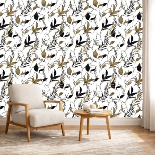 Black and Brown Leaf Peel and Stick Wallpaper 17.7in x 88.5in - Image 3