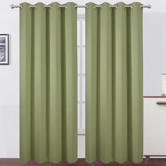LEMOMO Blackout Curtains 66 x 84 inch/Sage Green Curtains Set of 2 by Lemomo