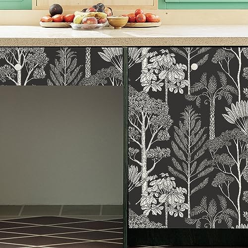 Forest Peel and Stick Wallpaper Boho Tree Black 17.3inW 78.7inL - Image 5