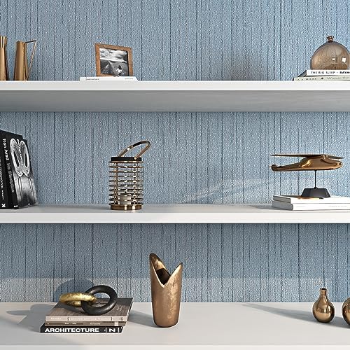 FunStick 24"x200" Wide Ash Blue Textured Wallpaper Peel and Stick Grasscloth - Image 6
