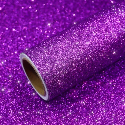 VEELIKE Sparkle Purple Glitter Wallpaper Stick and Peel Removable Glitter by VEELIKE