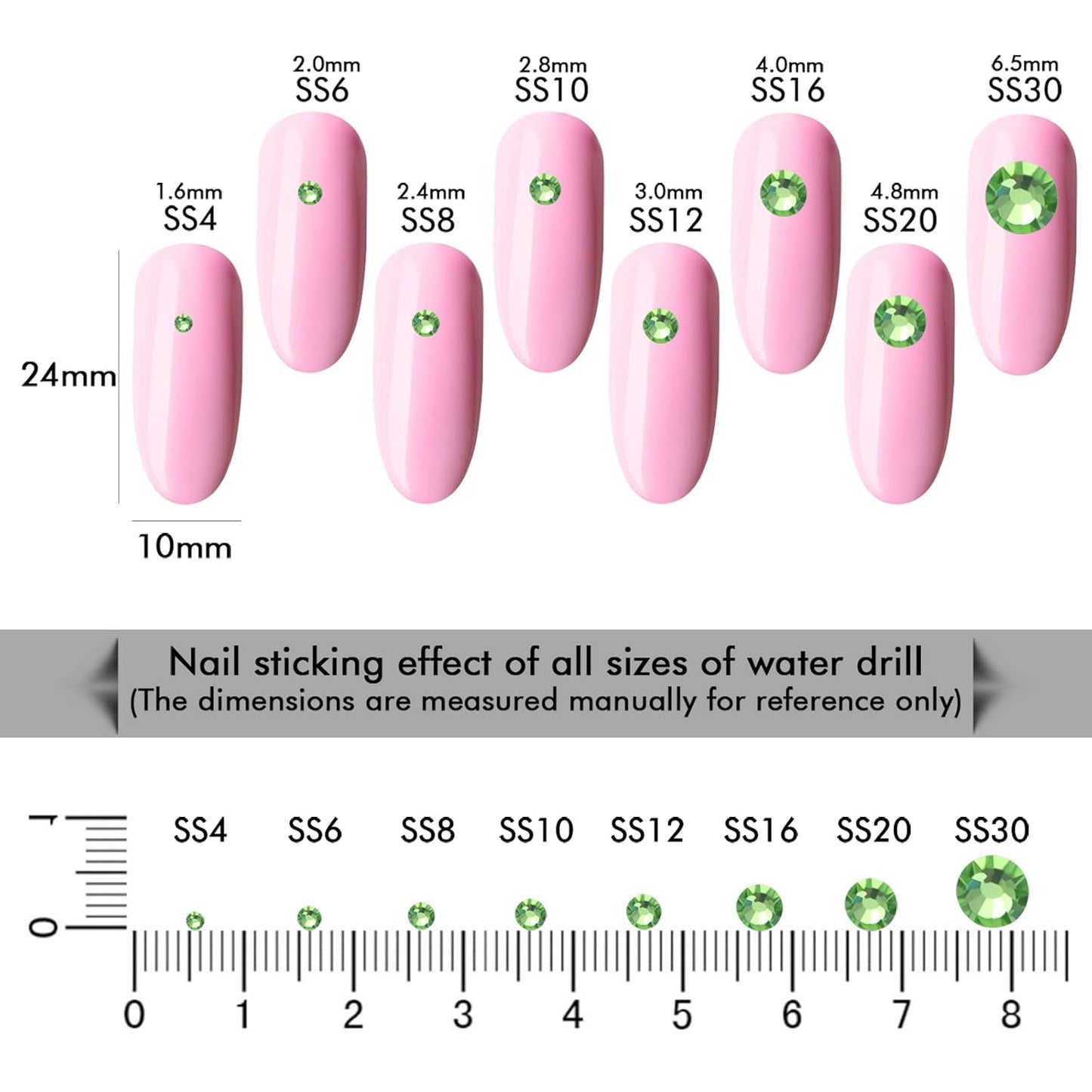 1440Pcs Light Green Crystal Rhinestones,Glass Flatback Rhinestones Gemstones Small for Nail Face Makeup Art Crafts Clothes Decoration - (SS10,2.8mm,Light Green)