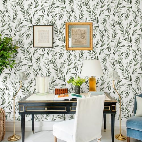 Livebor Leaf Wallpaper Peel and Stick Green Contact Paper17.7” x 118.1” - Image 2