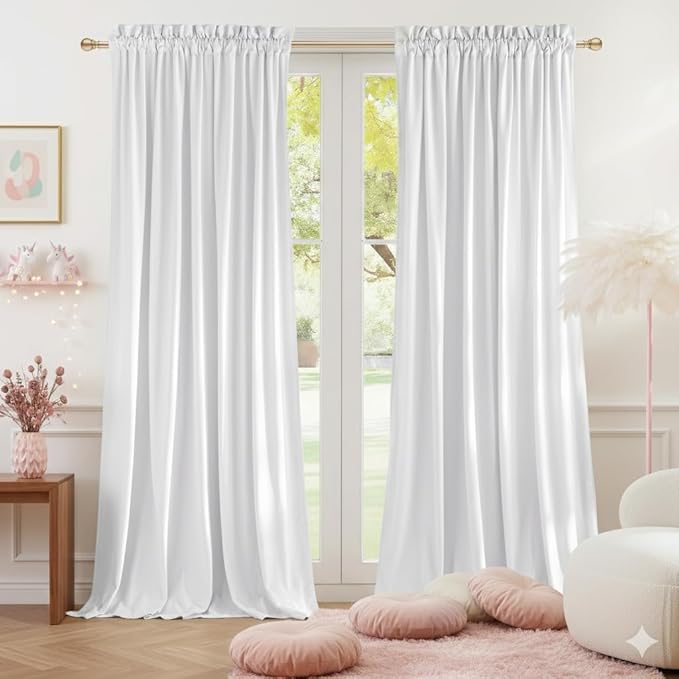 NICETOWN White Velvet Curtains 84 inches by NICETOWN