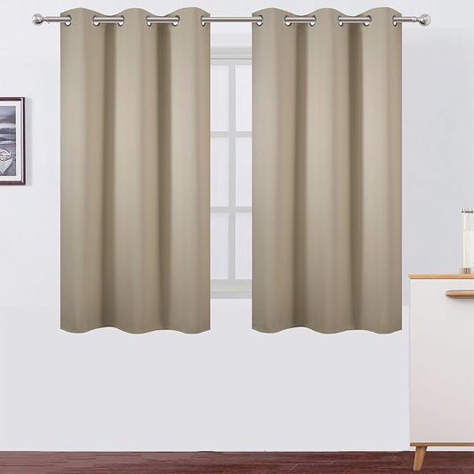 LEMOMO Beige Blackout Curtains 42 x 54 Inch Length Set of 2 Panels Grommet by Lemomo