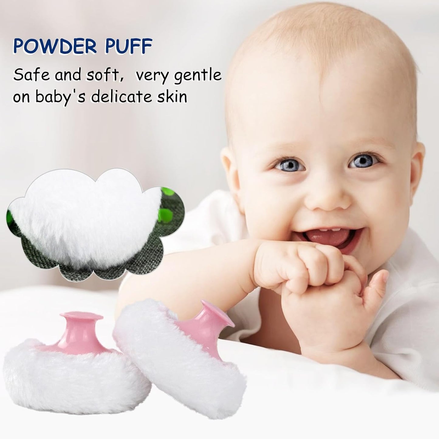 Body Powder Puff and Container for Dusting Powder, Women Powder Puff and Powder Case for Bath and Travel (Peony)