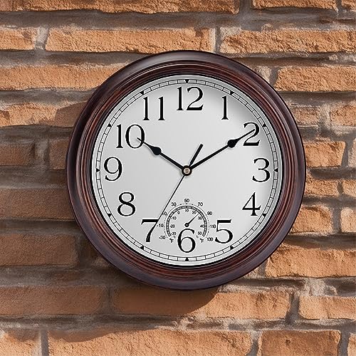 KECYET 12" Wall Clock with Thermometers Vintage Silent Battery Operated - Image 5