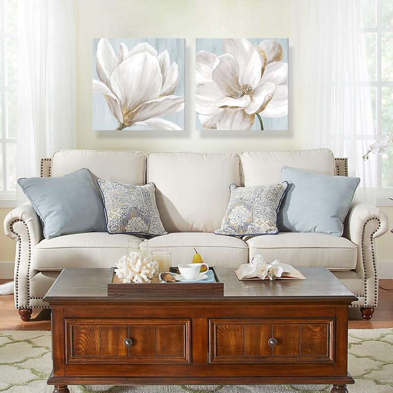 SEVEN WALL ARTS White Magnolia Wall Art Flower Artwork Floral Canvas Paintings - Image 5
