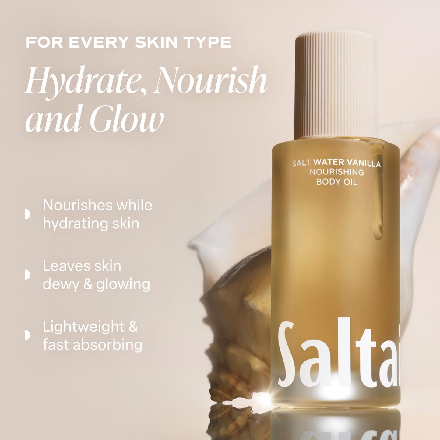 Saltair Body Oil. Luxurious Salt Water Vanilla After Shower and Bath Oil Moisturizer for Women and Men. Botanical, Non-Greasy, and Well-Absorbing Lotion for Hydrating Dry Skin. 4oz Pump Bottle
