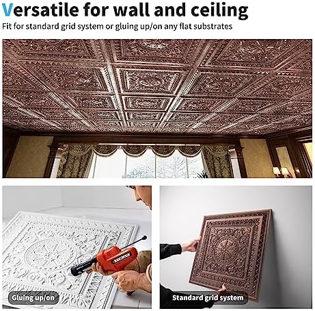 Art3d 24-Pack PVC Drop Ceiling Tiles, 2 x 2 ft, Antique Copper - Image 6