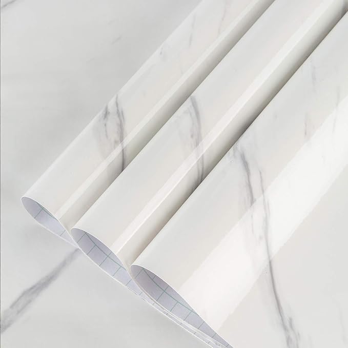BAYYA White Marble Contact Paper by BAYYAPeelandStickWallpaper