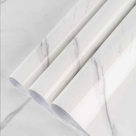 Large White Marble Granite Wallpaper Peel Stick Thicken 31.5x354inch Waterproof by BAYYAPeelandStickWallpaper