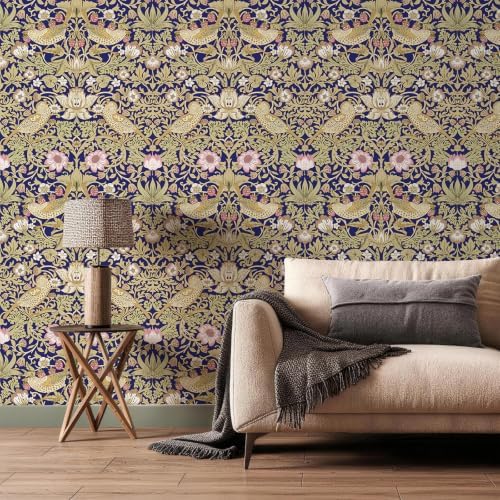 William Morris Vintage Peel and Stick Wallpaper 17.7 x 1200in Navy Blue - Image 5