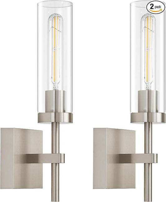 SANTOSTOCK Brushed Nickel Battery Operated Wall Sconces by SANTOSTOCK