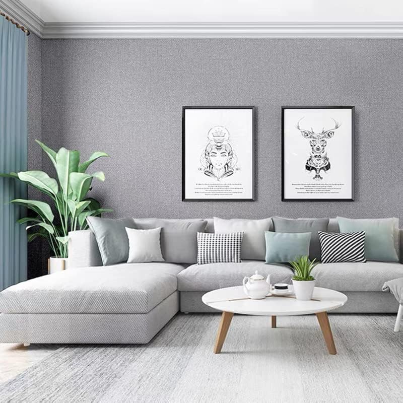 Gray Grasscloth Peel and Stick Wallpaper Self Adhesive 17.8"x118" - Image 5